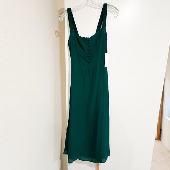 Reformation NEW Camari Dress Emerald Green Midi Size 4 - Picture 2 of 10